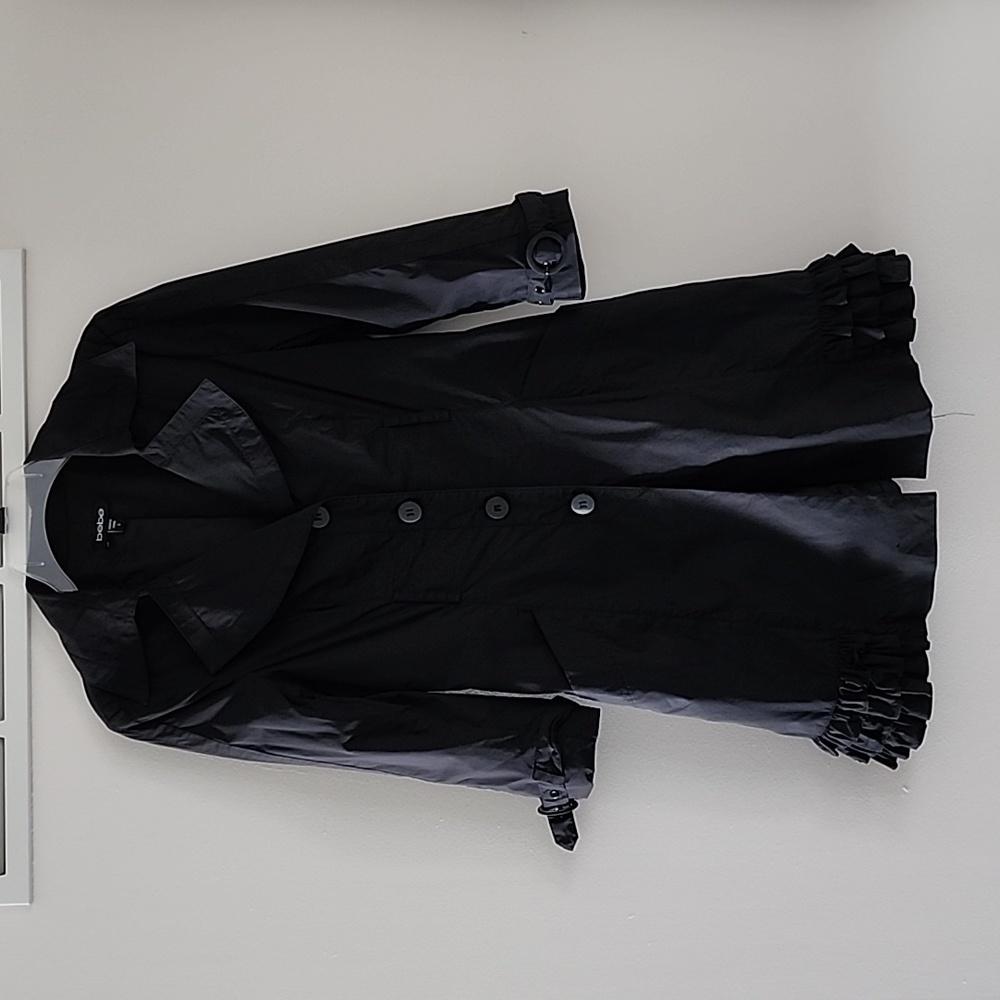 Goth girl peacoat Wednesday Adams ruffle coat Bebe dress trench coat